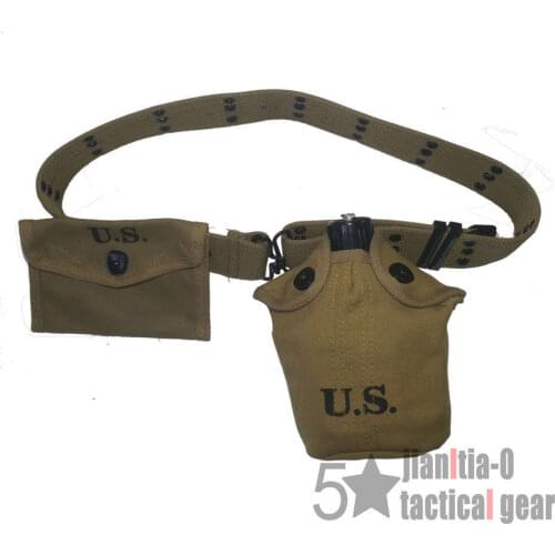 COMBINATION WW2 WWII US ARMY SOLDIER EQUIPMENT CANTEEN FIRST AID POUCH 3 EYES BELT - World military Store