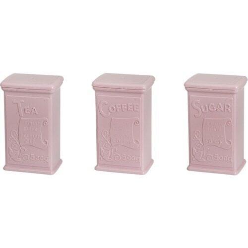 EWs Kitchenware Acrylic Pink Tea Coffee Candy Jar 2 Jar + 1 Jar