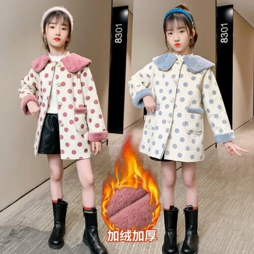 2021 Autumn Winter Kids Dot Print Thick Jacket Coat 3-14Y Children Toddler Fall Clothes Outerwear Boys Girls Long Jackets