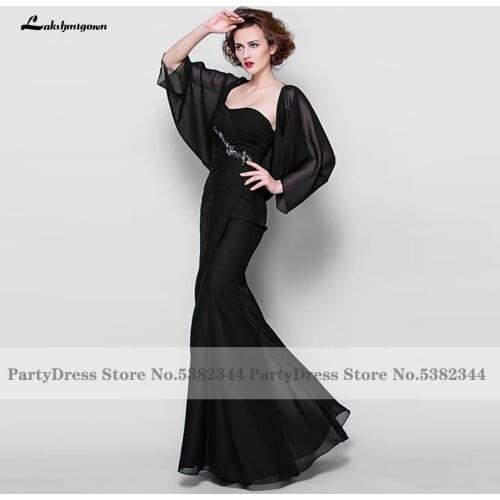 Lakshmigown Gorgeous Women Black Plus Size Dress Party Evening Gowns Beading Long Mother Of The Bride Dress for Weddings 2020