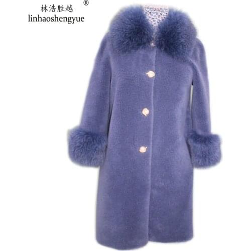 Linhaoshengyue 2020 Spring New Fashion Women Blends Wool 90cm Long Coat Spring Autumn Winter Fashion Freeshipping