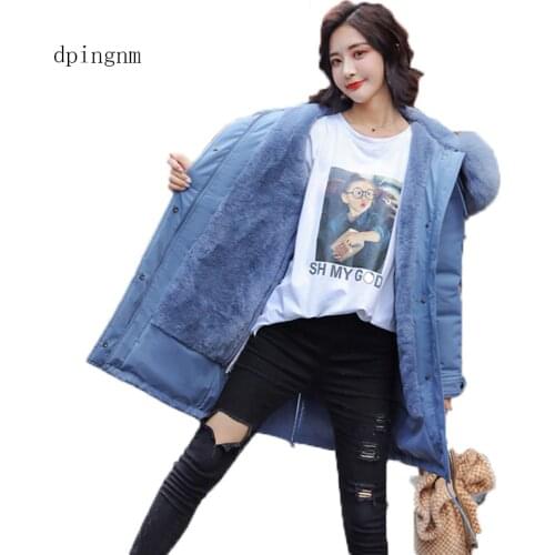 Fashion Autumn Warm Winter Jackets Women Fur Collar Long Parka Plus Size lapel Casual Cotton Womens Outwear Park Plus size