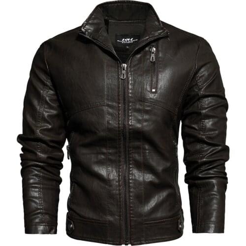 Men Leather Jacket New Casual Fashion Stand Collar Motorcycle Jacket Men Slim Style Quality Leather Jacket Men