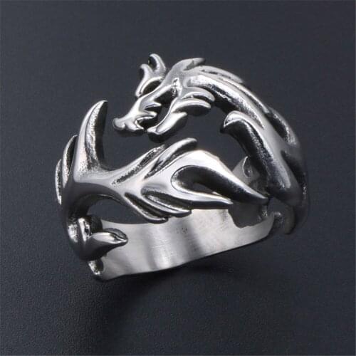SHQIYAY Retro Dragon Ring 316L Stainless Steel Men High Quality Punk Finger Rings Hot Fashion Jewelry Gifts 126
