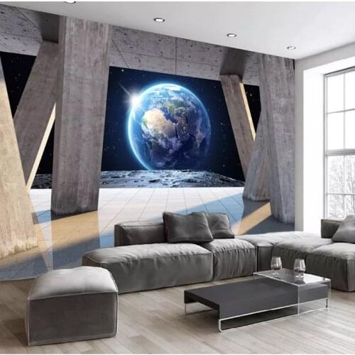 Custom Wallpaper Modern Abstract Stone Column Earth Yang Landscape 3D Wall Cloth Living Room TV Background Wall Home Decor Mural