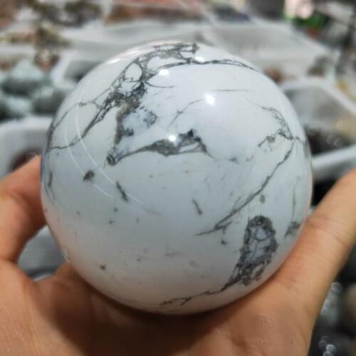 Natural Gemstone White Howlite Turquoise Sphere Crystal Ball Chakra Healing Reiki Stone Carving Crafts