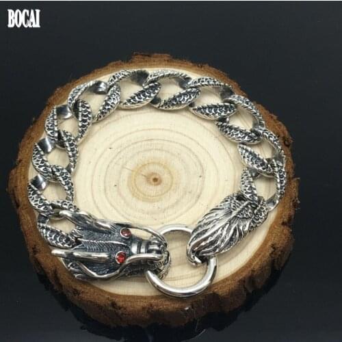 BOCAI 2020 new Thai Silver Domineering Bracelet for Men 100% real s925 pure Silver Personalized Fashion Men Bracelet