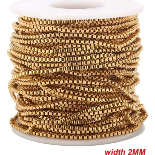 2MM Stainless Steel IP Gold-plated Box Chain DIY jewelry