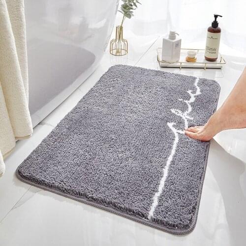 Simple Flocking Bedroom Living Room Bathroom Door Carpet Absorbent Anti Slip Rug Foot Mat Kitchen Mat Modern Style