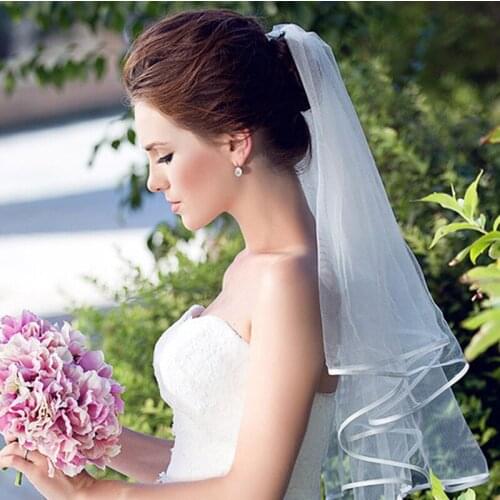Simple Short Tulle Wedding Veils Cheap White Ivory Bridal Veil for Bride for Mariage Wedding Accessories