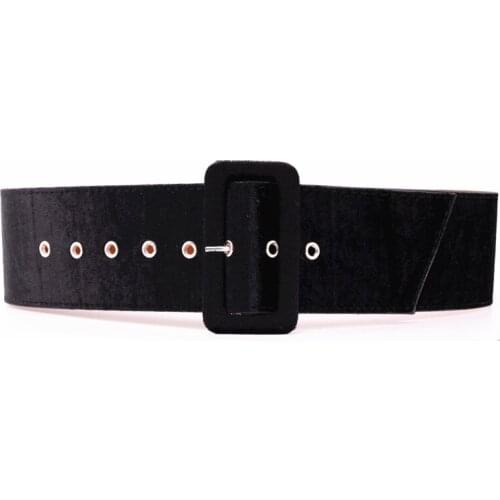 New Fashion Ladies Wide Belts Black Red Cloth Coat For Girl Velvet Belt Pin Buckle Vintage Best Dress Fabric Womens Waistband