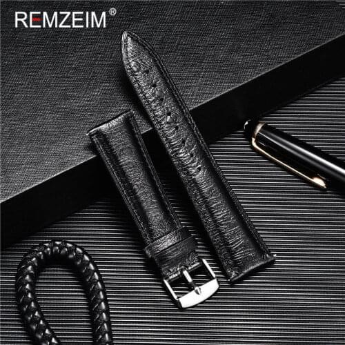REMZEIM Ostrich Pattern Watchband First Layer Cowhide Leather Strap 18mm 20mm 22mm Quick Release Straps Watch Accessories