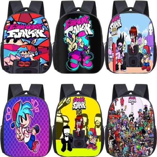 Fnf Game Friday Night Funkin Backpack for Boys Girls Kindergarten Bag Kids Cartoon Anime School Bags Cute Bookbag Mochila 12Inch