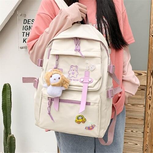 Women Panelled Backpacks for Girls Nylon Anti Theft Bagpack Casual Female Travel Rucksack Young Student School Backpack 7 Grade