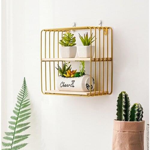 Plant Planter Garden Storage Decoration Rack Flower Pot Metal Wall Mounted Eco-Friendly Stocked Black Golden Holder