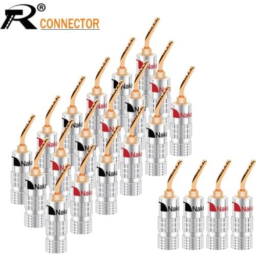 100PCS 2mm Banana Plug Nakamichi Gold Plated Speaker Cable Pin Angel Wire Screws Lock Connector For Musical HiFi Audio PIN Plug