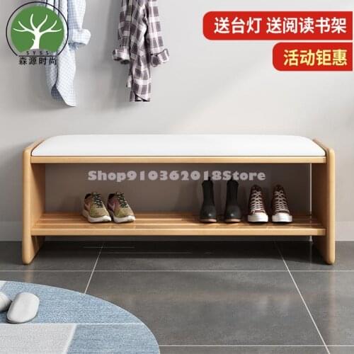 Nordic Solid Wood Shoes Stool Simple Household Shoes Door Can Sit Soft Bag Cushion Cloakroom Stool