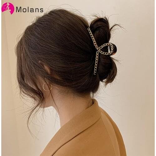 Molans New Fashion Hair Claws for Women Chain Acrylic Hair Clips Girls Barrette Hair Crab Headwear Hair Accessories Hair Bands