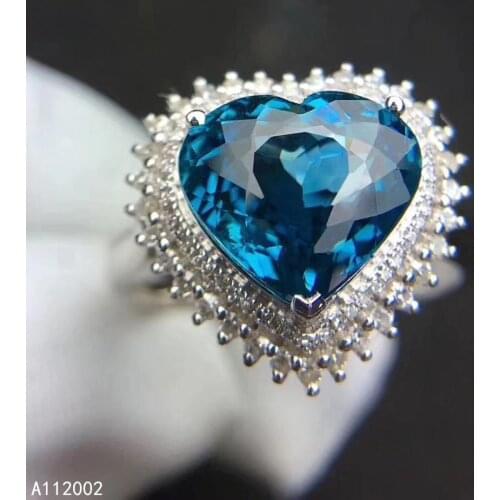 KJJEAXCMY fine jewelry natural blue topaz 925 sterling silver new women adjustable gemstone ring support test noble