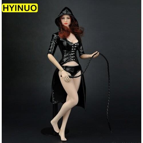 ZY5018 1/6 Scale Womens Female Sexy Leather Trench Coat Clothing Hood Suit Set for 12''Action Figure Body Doll Toys Accessories