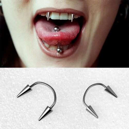 1PC Dracula Nail Septum Piercing Tiger Tooth Nail Stainless Steel C Rod Smile Lip Piercing Zomibe Vampire Tooth Decoration Punk