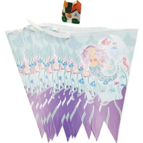 1pcs/set Mermaid Banner And Flag Cartoon Theme Party For Kids Happy Birthday Decoration Party Supplies Festival child favor flag