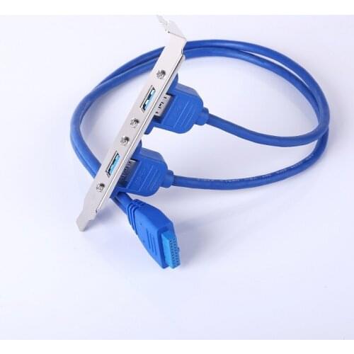 10PCS Main Board USB 3.0 20pin To Dual USB3.0 Rear Chassis Baffle Cable USB Baffle Connector Adapter With PCI Slot Plate