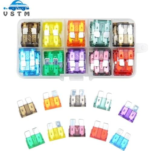 100/50PCS Car Fuses 2A 3A 5A 7.5A 10A 15A 20A 25A 30A 35A with Box Clip Assortment Auto Blade Type Fuse Set Truck Auto Fuse Set