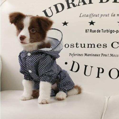 2021 pet cat and dog raincoat hooded reflective puppy small dog raincoat waterproof coat soft breathable mesh dog clothes