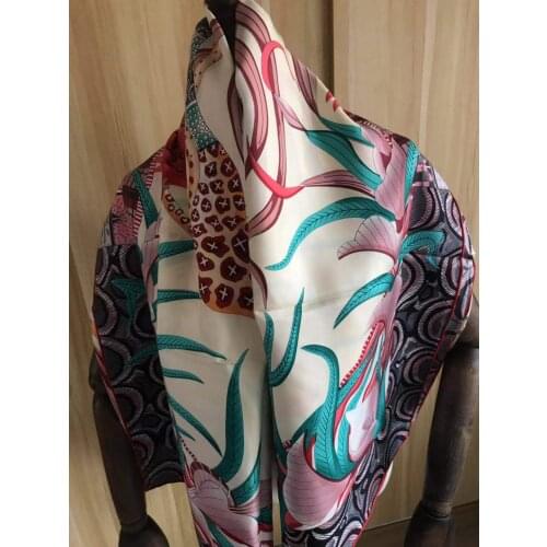 2021 new arrival spring summer brand 100% silk scarf twill hand made roll 140*140 cm shawl wrap beach scarf for women lady