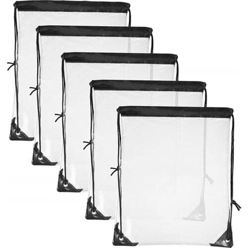 5pcs PVC Transparent Waterproof Drawstring Backpack Camo Gym School Sport Outdoor Beach Shoe Bag