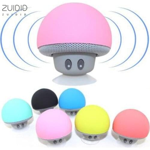 6Colors Cartoon Mushroom Head Mini Wireless Bluetooth Speaker Multifunctional With Suction Cup Mobile Phone Tablet Holder