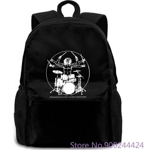 Da Vinci Drums Rock Drummer Vitruvian Player Band Guitar Bass Amp Drumming Vintage Mens T - women men backpack laptop