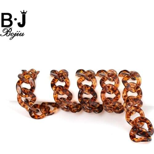 BOJIU 1 M Resin Choker Necklace Chain Multifunction Colorful Women Charm Bag Chain Fashion Big Links Decorations NK1045