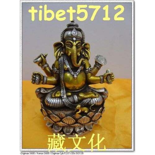 Buddhist BRASS GANESHA INDISCHER GOTT buddha coated silver statue 15 cm 1.0 KG copper tools wedding Decoration Brass BRASS