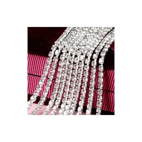 10meters/lot 3.0mm clear transparent color rhinestone cup chain stone chains Silver bottom cup chain free shipping