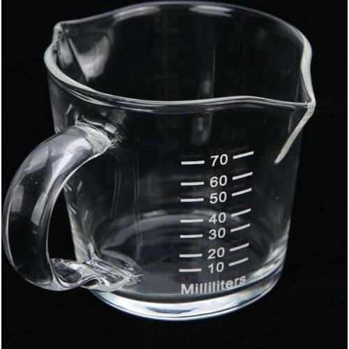 6X6cm 70ml Coffee Drink Cup With Double Spouts Scale Hand Made Borosilicate Glass Measuring Cup