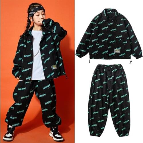 Kids Hip Hop Clothing Street Dance Costumes Letters Shirt Hip-Hop Dance Pants For Girls Boys Jazz Performance Stage Wear BL5776
