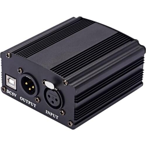 48V Phantom Power Supply with Adapter & XLR Audio Cable for Condenser Microphone