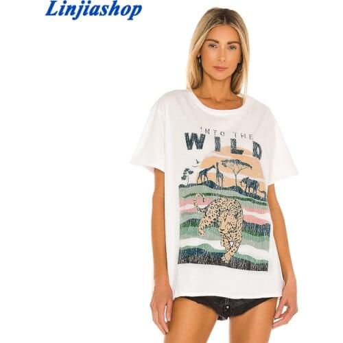 Super Chic white graphic tees women cotton new oversized T-Shirt Summer casual white graphic loose tees women tops