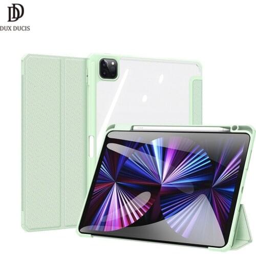 Tablet Leather Case for iPad Pro 11 2021 2020 Smart Sleep Wake Toby Series with Pencil Holder Trifold Stand Clear Back