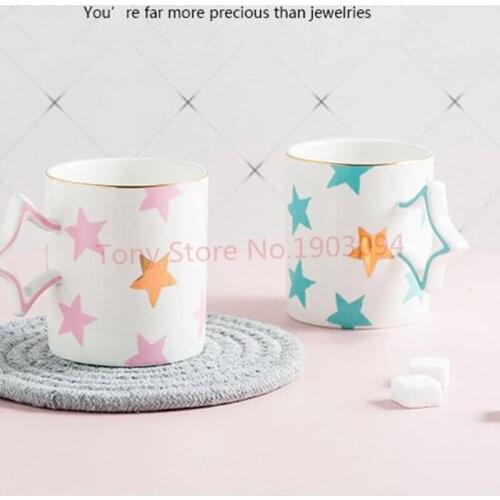 36pcs Creative Little Stars Gold Ceramic Mug Office Cup Home Breakfast Coffee Cup Milk Cup Couple Cup