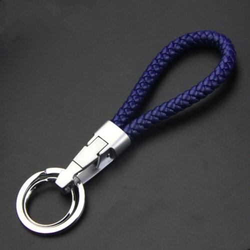 High-grade leather men keychain bag pendant Elegant Business car key chain ring holder Metal Car Key Ring Black blue male model