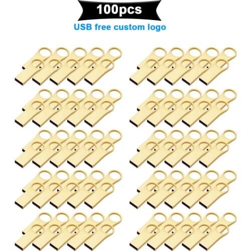 100pcs/lot Custom Logo Metal Usb 2.0 Flash Drive 4gb 8gb 16gb 32gb 64GB Pendrive Memory Stick Pen Drive Photography Wedding Gift