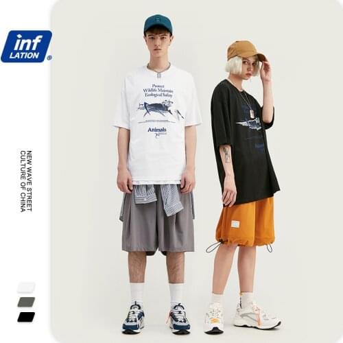 Fashion Peace Dove Printing Drop Shoulder Sleeve T-Shirt High Street Trend Hip-Hop Cotton Unisex T Shirt NO56