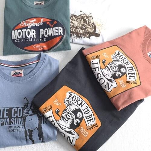 Men 2021 Summer New Motor Style 3D Cartoon Print Vintage Casual 100% Cotton Tee T-Shirts Men Fashion O-Neck T-shirts Tee Men