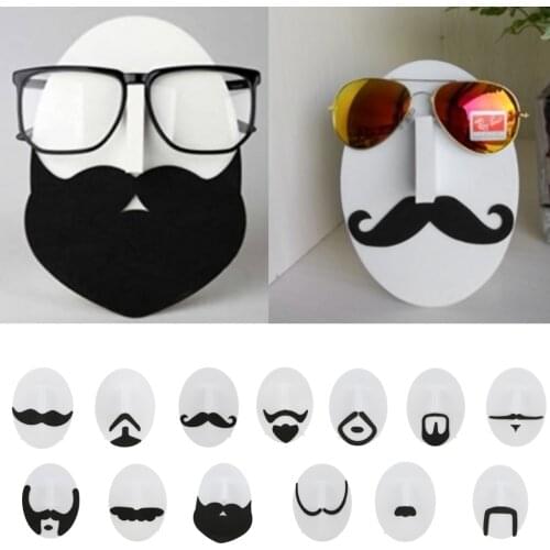 Set of 13pcs Novelty Men Mustache Face Design Eye Glasses Sunglasses Spectacles Display Stand Holders Rack Organizer