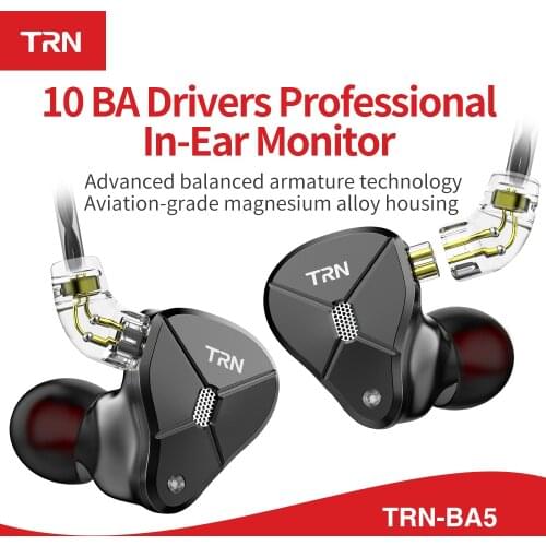 AK TRN BA5 10BA Driver Unit In Ear Earphone 10 Balance Amarture HIFI DJ Monitor Earphone Earbud With QDC Cable TRN V80 V90 T200