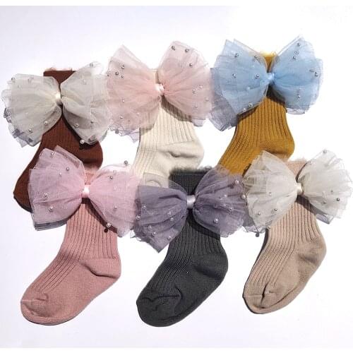 Winter Baby Girls Socks With Beading Bows Toddlers Infants Ankle Socks For Girls Princess Sock Velvet Cute Children Socks Warm