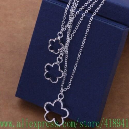 Silver Plated Necklace, Silver Plated fashion jewelry Three wire flower /epbangia bqdakhka AN502